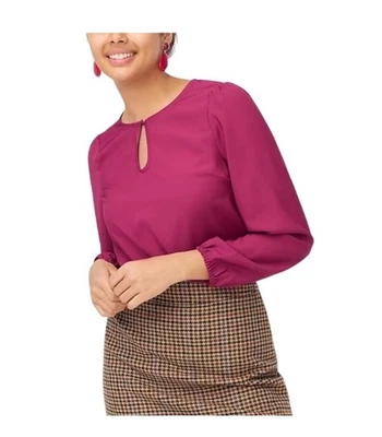 Blusa J.Crew Berry ojo de cerradura manga larga globo talla grande Foto 1 de 4