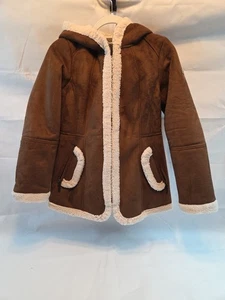 Kookaburra by UGG - Hooded Shearling Jacket - Size XXS Women Coat Brown  Suede  - Picture 1 of 24