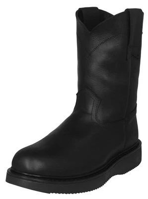 Mens Genuine Leather Work Boots Soft Toe Black Pull On Hombre Botas Trabajo - Image 1 of 4