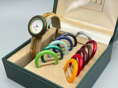 [Very Good+5] Gucci Change Bezel 11/12 Women Watch Gold White 12 Colors Vintage - Image 1 of 4