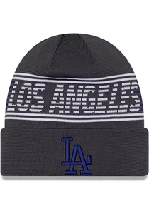 New Era Los Angeles Dodgers 2024-25 Men's Sport Knit Charcoal Beanie Cap - Picture 1 of 3