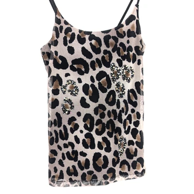 VTG Y2K Sheer Mesh Leopard Print Baddie Whimsigoth Bling Dark Fairy Cami Top SM - Image 1 of 4