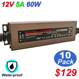 10 Pack 5A 60W Power Converter 110V AC to 12V DC Converter Adapter For Led Strip - Picture 1 of 10