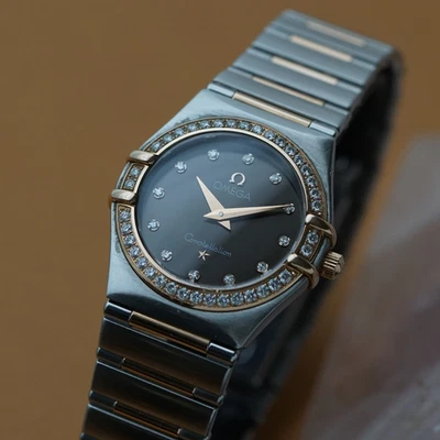 Omega Constellation acero y oro rosa de 18 quilates chocolate esfera diamante cuarzo años 2010 Foto 1 de 4