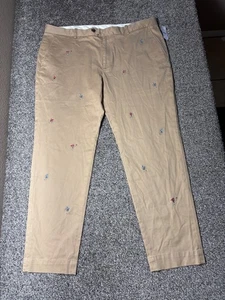 Brooks Brothers Pants Mens 42x32 Khaki Milano Fit Football Embroidery Chino NWT - Picture 1 of 11