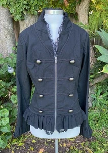 Spin Doctor Lace Black Jacket Steampunk Goth Punk Grunge Women's Size XL Ruffle - Picture 1 of 12