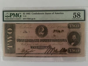 1862 $2 Confederate States of America - PMG - T54. RARE CUT.     Good XMAS Gift. - Picture 1 of 2