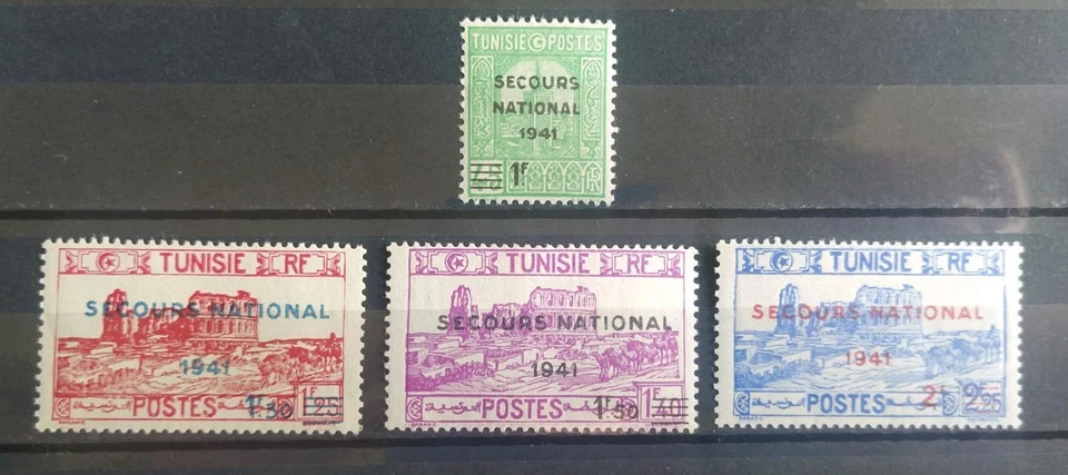 série 4 Timbres Surchargés N° 227 À 230 Tunisie  1941 Neuf* - Photo 1/1