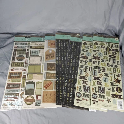 Marcella by K Lot of 7 Stickers Letters Travel Chipboard Tags Scrapbook Embossed - Image 1 of 4