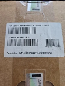 Intel Core i7-9700KF LGA1151 CPU Processor 3.6Ghz 12MB Cache 8-Core - Picture 1 of 1