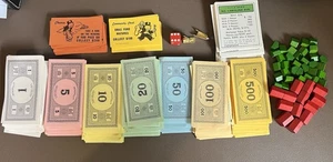 Vintage 80s Monopoly Replacement Pieces Chance Community Chest Cards Wood houses - Picture 1 of 1