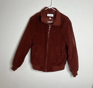 Chaqueta de pana Calvin Klein para hombre cremallera completa borgoña talla pequeña - Imagen 1 de 9