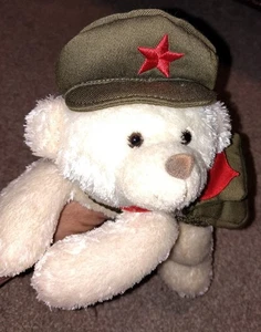 Plush hong kong bear stuffed toy hat star Canvas Messenger Bag red scarf rare - Picture 1 of 8
