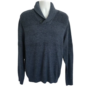 Method Mens Shawl Collar Pullover Knit Sweater L Blue Business Casual Preppy - Picture 1 of 11