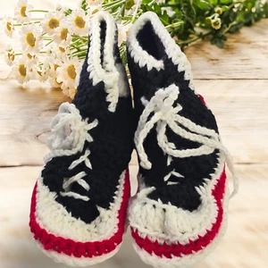Crochet High-Top Adult Sneakers Handmade Open Knit Baby Shoe Socks Size 8-12 - Picture 1 of 9
