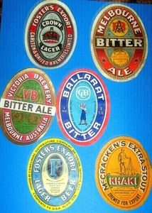 6 Australian Beer Labels - Picture 1 of 1