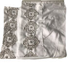 Embroidered Mehndi Mandala microfiber 2 pillowcases shams white gray king 39x20