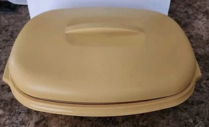 Vintage Tupperware Oval 3 Piece Microwave Steamer 12734 Harvest Gold - Picture 1 of 4