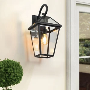 1 Pack 21'' Large Outdoor Wall Light Black Lanterns Glass Sconces Porch Fixture - Picture 1 of 12