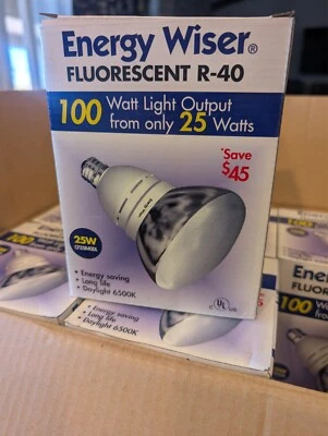 Fluorescent Light Bulb R-40 25W 100 w output Energy Wiser CF25R40/DL reflector - Image 1 of 4