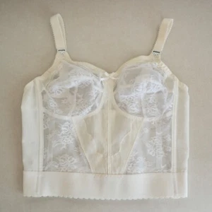 Sky Bali 3300 Longline Bra 36C White Lace Boned Bustier Soft Cups Discontinued - Picture 1 of 18