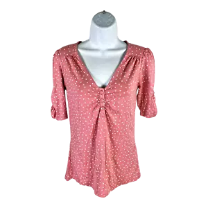 NEW Boden Women’s Pink Polka Dot V-Neck Short Sleeve Shirt - 2 - Picture 1 of 4