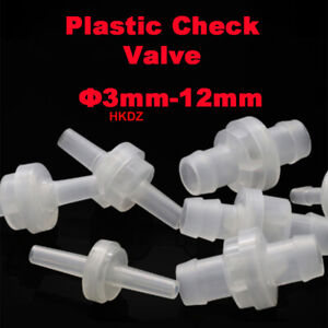Plastic Check Valve Barb Connector One Way Non-Return Shut Off Hose/Tube Φ3-12mm