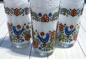 3er Set Vintage Corning Ware Libbey Country Festival Brille Becher 5 Zoll blauer Vogel - Bild 1 von 6