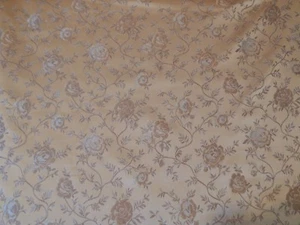 Gold Satin Upholstery Fabric with Gold Rose Pattern, Gold Fabric, 6 yards 23" - Picture 1 of 4