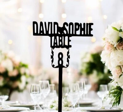 NÚMEROS DE MESA PERSONALIZADOS -Elegant WEDDING números de mesa — Placa de madeira personalizada - Imagem 1 de 4