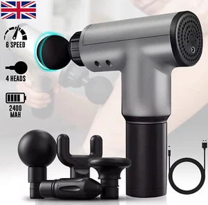Massage Gun Deep Percussion Massager Muscle Vibration Tissue Relaxing Therapy UK - Picture 1 of 18