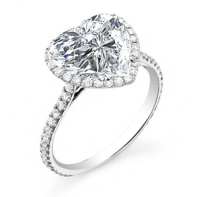 Resplendent Natural Heart Halo Pave Diamond Engagement Ring - GIA Certified - Image 1 of 3