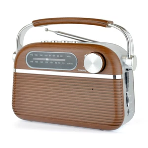 LLOYTRON Vintage Style Bluetooth AM/FM Radio-Portable MP3 Playback | Wood Effect - Picture 1 of 7