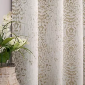 Taupe Geometric Curtains 84 Inches Long for Living Room 2 Panels 50% Blackout... - Picture 1 of 10