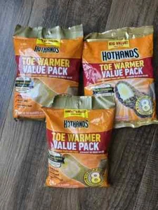 LOT of 3 Hot Hands Toe Warmers - Long Lasting Safe Air Activated Warmers - Picture 1 of 1