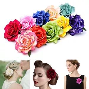 Women Large Rose Flower Hair Clip Grip Bridal Hairpin Brooch Wedding Bridesmaid - Picture 1 of 36