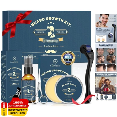 Bartwuchsmittel Wachstum Set Bartwuchs Bartroller Beard Bartöl Bart Growth Kit - Bild 1 von 4