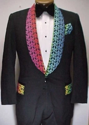 定制缝制和平标志印花复古道具 TUXEDO 吸烟夹克男式 40S 码 — 第 1/2 张图片