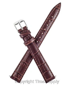 BROWN LEATHER WATCH BAND CROCO EXTRA LONG XXL - Picture 1 of 24