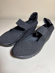 Bernie Mev Lulia Mary Jane Black Woven Platform Wedge Shoes Sz 40 Authentic NIB - Picture 1 of 4