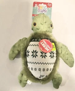 SNUGAROOZ Holly The Turtle CHRISTMAS HOLIDAY SQUEAKY CRINKLE PUPPY DOG TOY - Picture 1 of 7