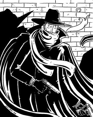 The Shadow - Dibujo a tinta original de Justin Madson - 8 x 10 pulgadas Foto 1 de 3