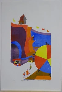 "Brighton # 11" Abstract Silkscreen by Olivia Kahn - Picture 1 of 5