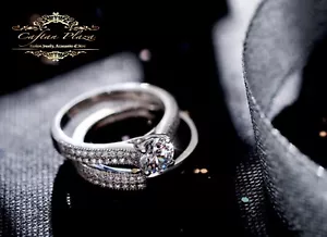 Damenring Verlobungsring Doppelring Ring 925 Silber Swarovski ELEMENTS Solitär - Bild 1 von 8