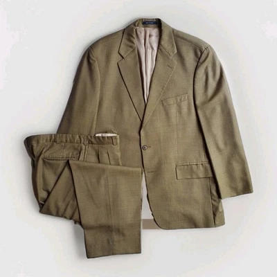 Chaps Ralph Lauren Solid Tan Brown 2 Piece Suit 44R Wool Cashmere - Image 1 of 4