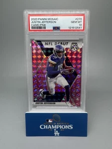 Justin Jefferson 2020 Mosaic Pink Camo NFL Debut Rookie Card #270 PSA 10 - Bild 1 von 6