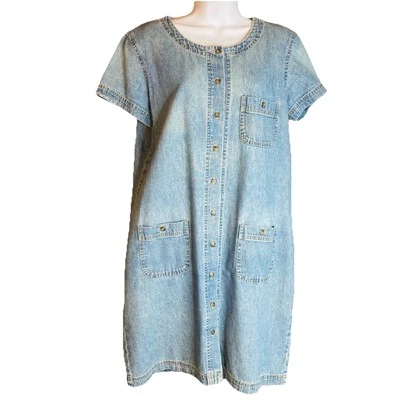 Talbot's Petites Women's Blue Denim Shirt Dress Size 14P 20x36 - Image 1 of 4