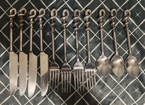 Set posate medievali festa forgiato a mano artigianale cromato cucchiaio, coltello, forchetta 2 libbre - Foto 1 di 7
