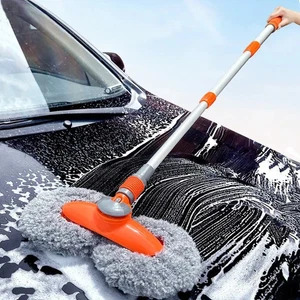 Car Wash Mop Rotating Double Brush Head Three-Section Telescopic Mop Telescopic  - Picture 1 of 22