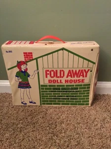 Vintage 60er Jahre Miner Industries klappbares Puppenhaus Nr. 1610 Vinyl Tragetasche - Bild 1 von 8